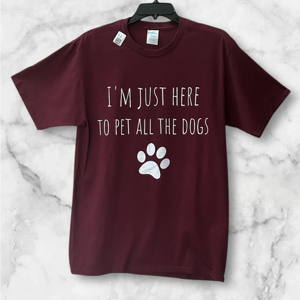NWT Port & Company Graphic Tee Cotton I’m Just Here To Pet All The Dogs Size L - Picture 2 of 8